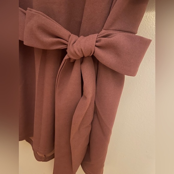 🌸 EUC 🌸Shein Beautiful Plum short sleeve blouse with tie at waist - size 6/M - Picture 3 of 11